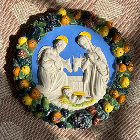 Wall Art Ceramic Christmas themed art work from Italy 7.2” - Picture 1 of 6